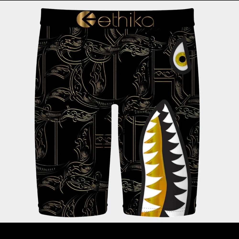 Ethika Staple Bomber Delux Lux Boxer Briefs MLUS3541_020 BLACK / GOLD MEDIUM NEW